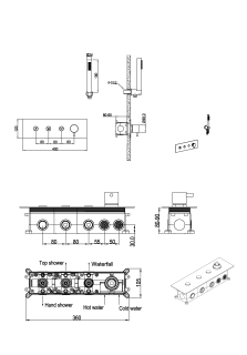 Встраиваемый смеситель для душа Boheme Fusion 130-SYS-B с ручным душем чёрный